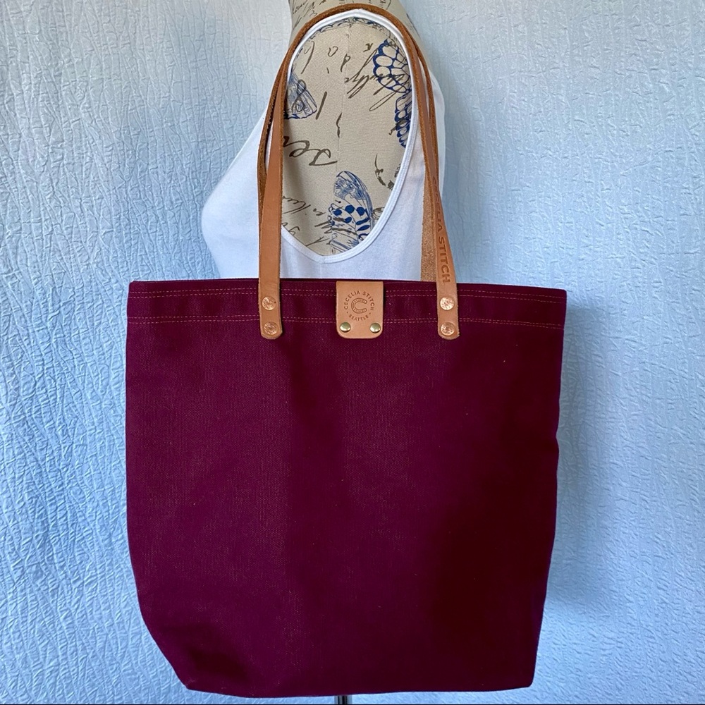 CECELIA STITCH Canvas & Leather Tote Bag